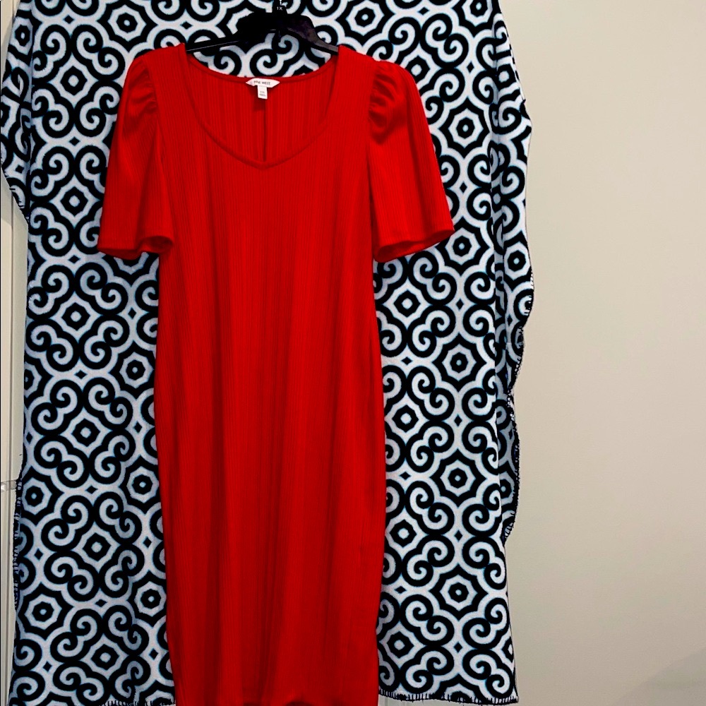 Nine West Vibrant Burned Orange Midi Dress